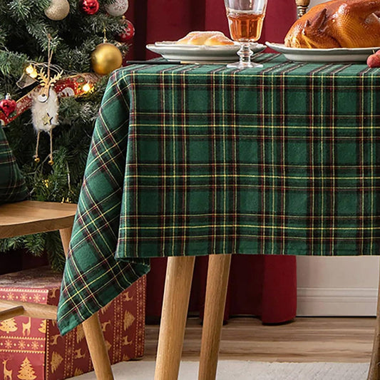 Classic Green Tartan Festive Tablecloth